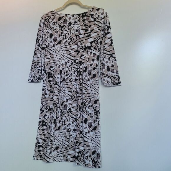 SOMA neutral black tan cream white 3/4 sleeve stretch dress S SMALL - Picture 5 of 6